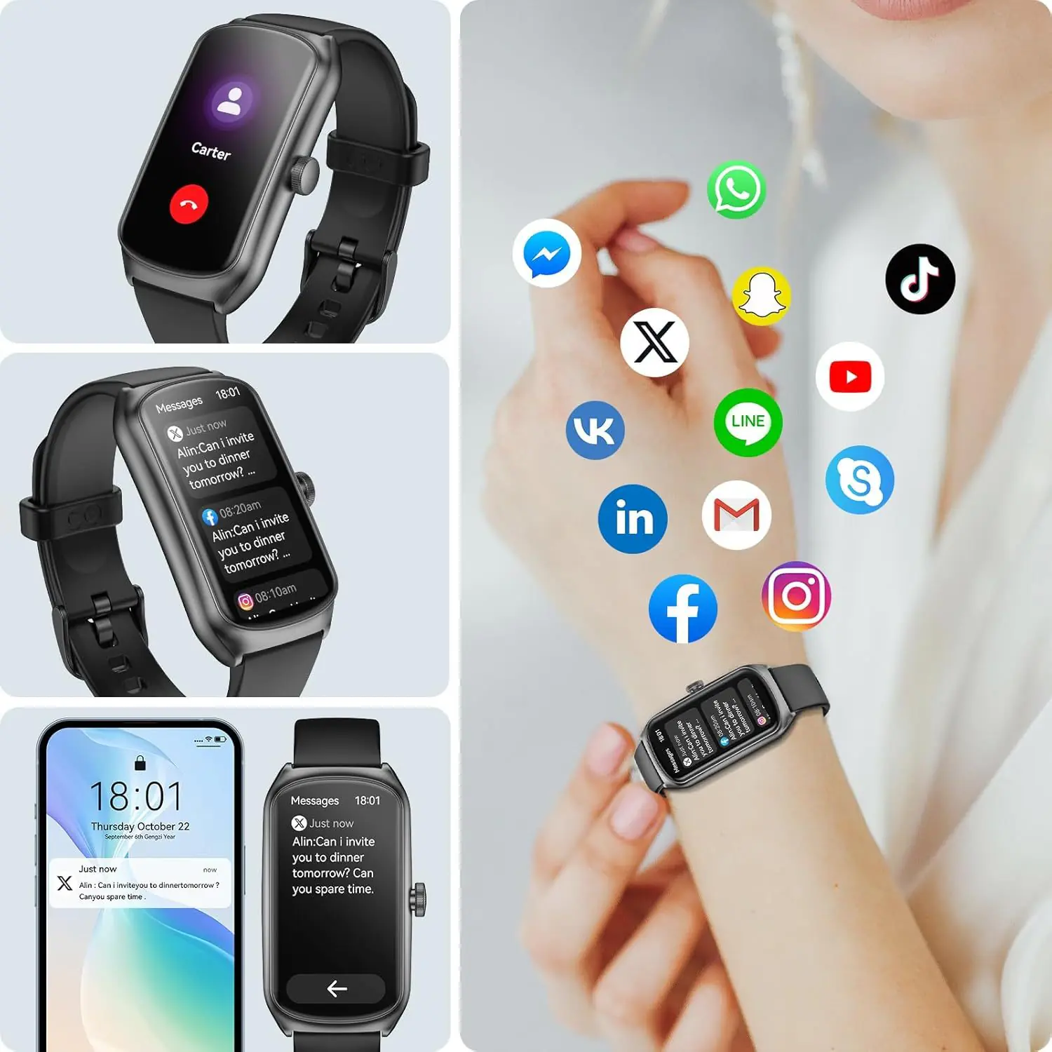AMOLED Unisex Fitness Tracking Smartwatch With Heart Rate, Blood Oxygen And Sleep Monitoring, Waterproof Function, Pedometer, Swimming Health Activity Tracking - Image 5