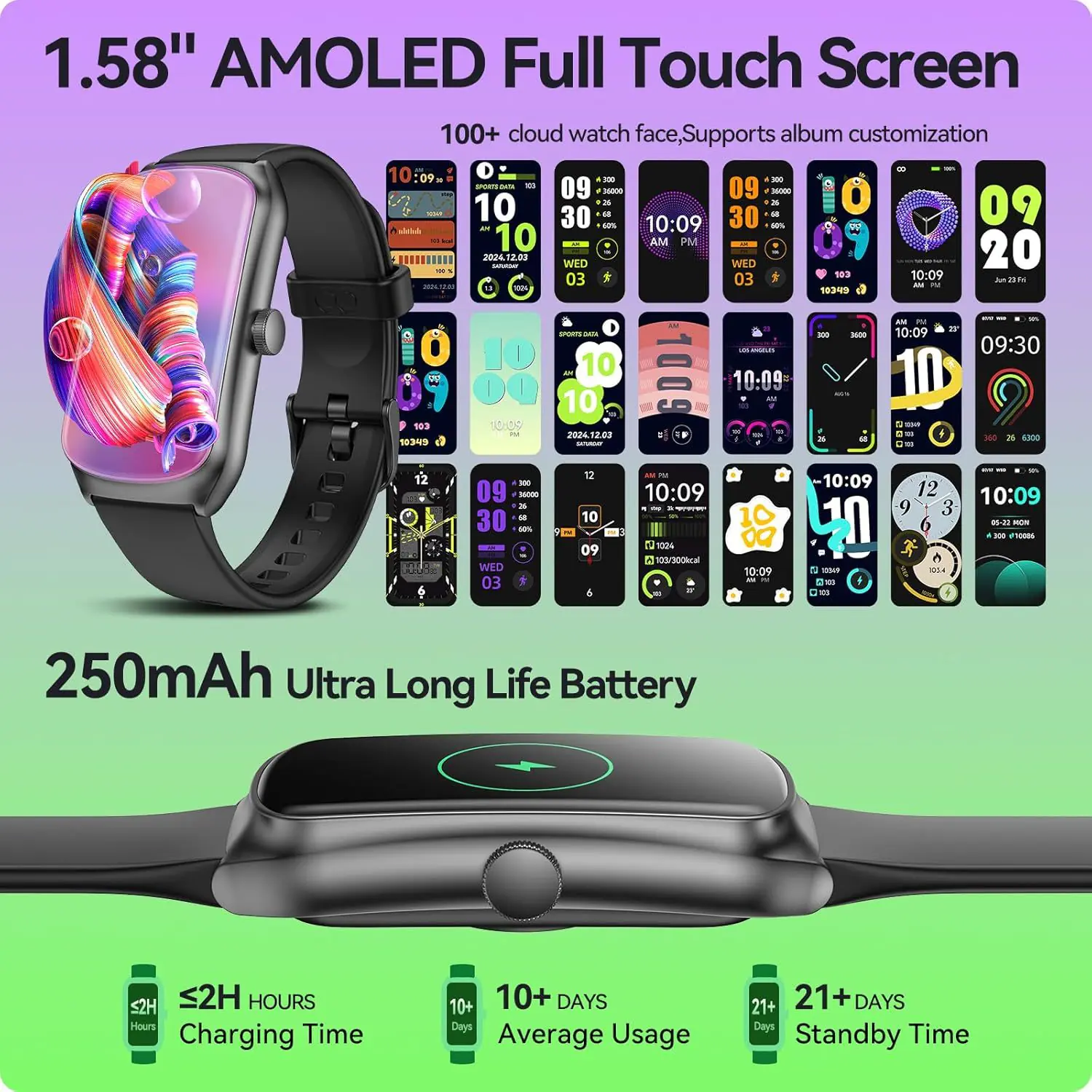 AMOLED Unisex Fitness Tracking Smartwatch With Heart Rate, Blood Oxygen And Sleep Monitoring, Waterproof Function, Pedometer, Swimming Health Activity Tracking - Image 7