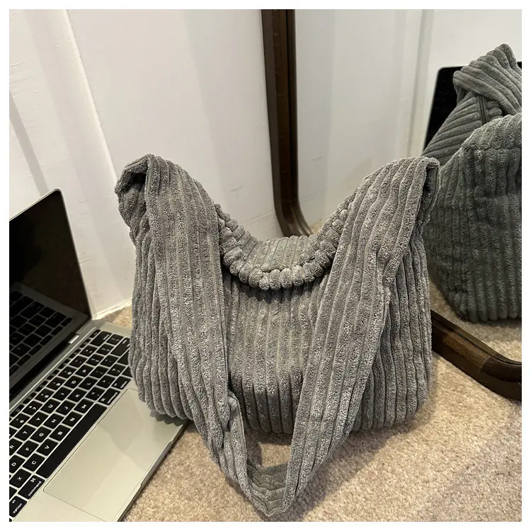 Casual Corduroy Womens Minimalist Shoulder Tote Bag - 图片 6