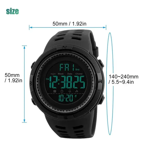 SKMEI Men's Digital Army Military Sport Quartz Analog Chrono Waterproof Watch US - Image 5
