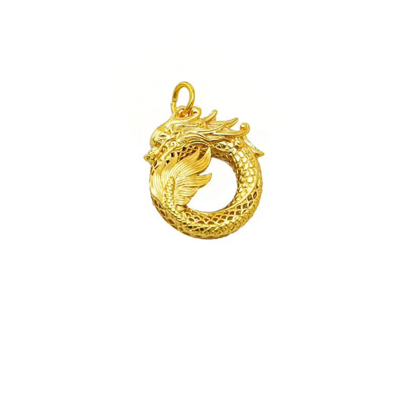 24k Gold Jewelry,Necklace Ouroboros Dragon Eating Its Own Tail Ancient Symbol Of Infinity Double Sided Pendant Necklace - Image 5