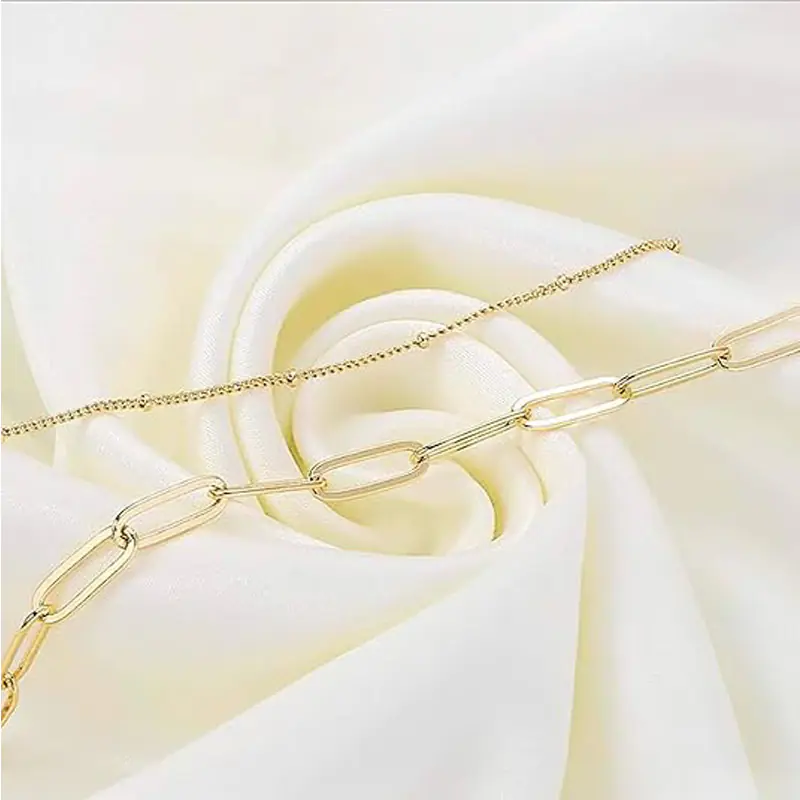 Dainty Gold Bracelets For Women, 14K Gold Filled Adjustable Layered Bracelet Cute Evil Eye Oval Chain Pearl Bar Turtle Gold Bracelets For Women Jewelry - Image 4