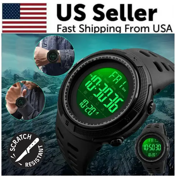 SKMEI Men's Digital Army Military Sport Quartz Analog Chrono Waterproof Watch US - Image 4