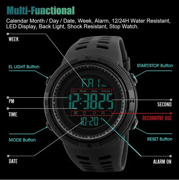 SKMEI Men's Digital Army Military Sport Quartz Analog Chrono Waterproof Watch US - Image 2