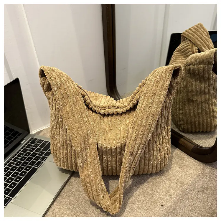 Casual Corduroy Womens Minimalist Shoulder Tote Bag - 图片 9