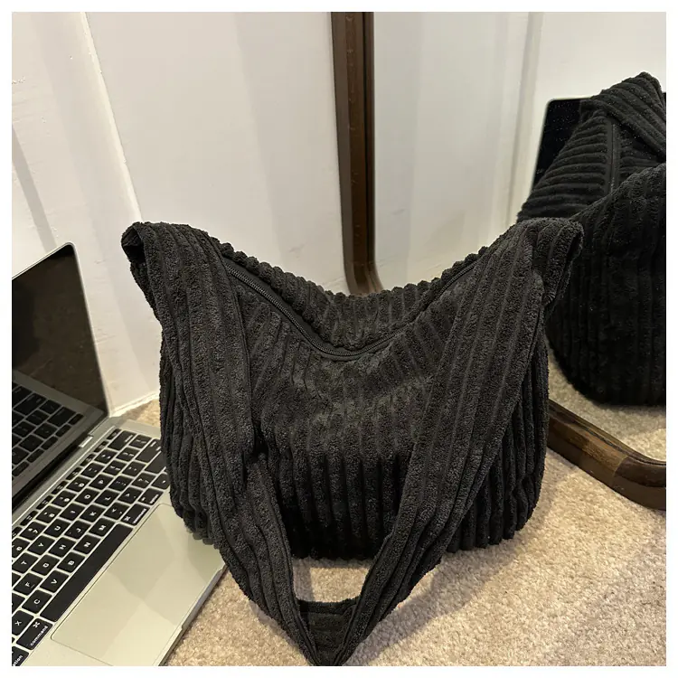 Casual Corduroy Womens Minimalist Shoulder Tote Bag - 图片 5