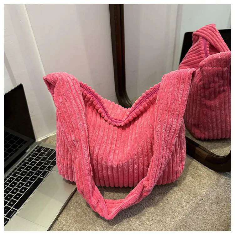 Casual Corduroy Womens Minimalist Shoulder Tote Bag - 图片 8