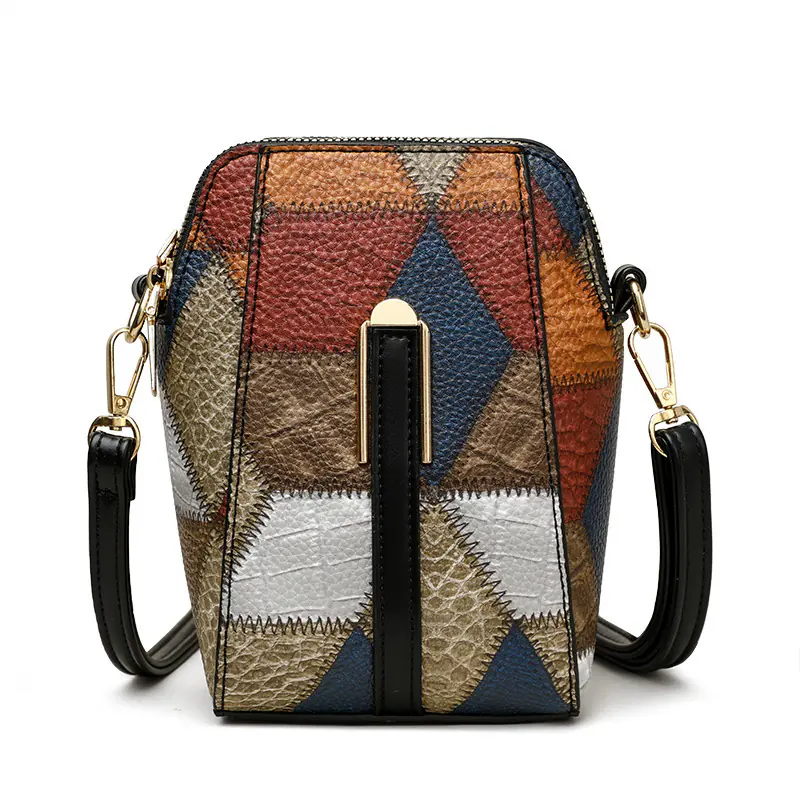 Fashion Soft Leather Stitching Shoulder Bag - 图片 7