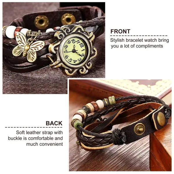 Vintage Women's Watch Bohemian Handmade Leather Watch - Image 3