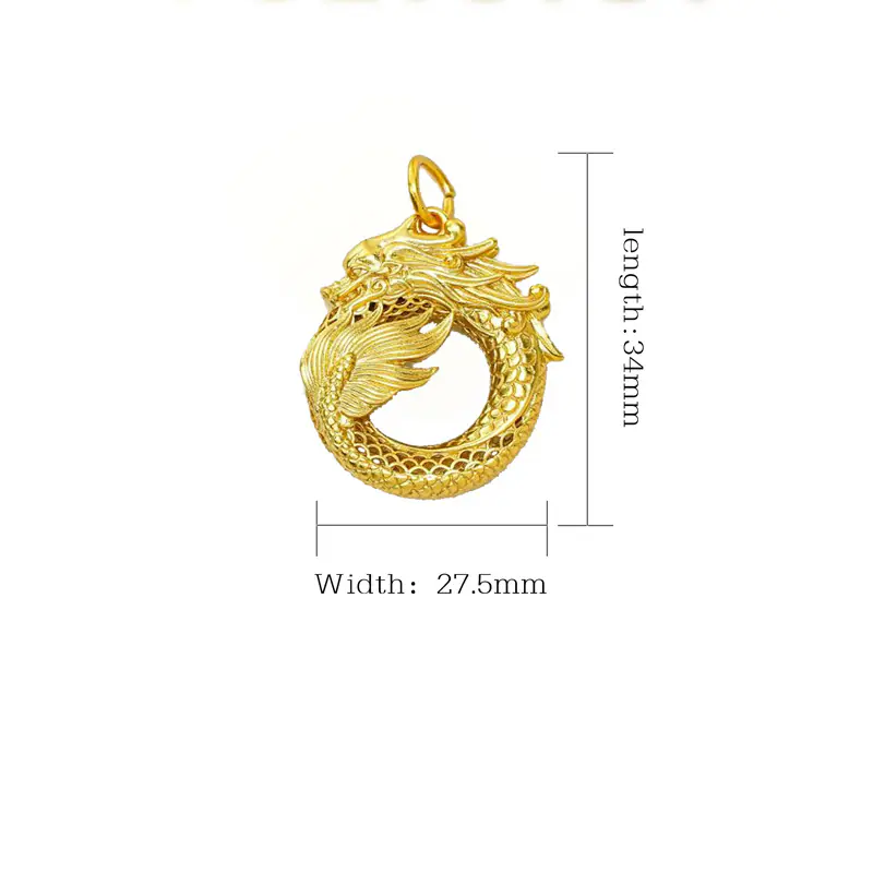 24k Gold Jewelry,Necklace Ouroboros Dragon Eating Its Own Tail Ancient Symbol Of Infinity Double Sided Pendant Necklace - Image 3
