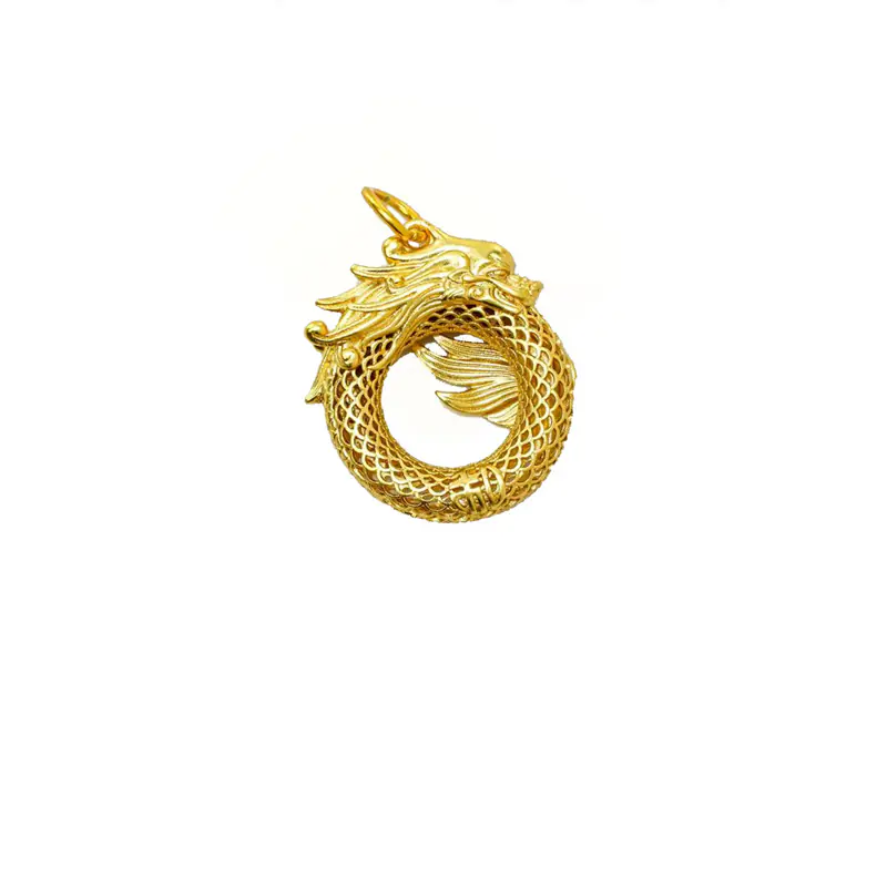 24k Gold Jewelry,Necklace Ouroboros Dragon Eating Its Own Tail Ancient Symbol Of Infinity Double Sided Pendant Necklace - Image 6