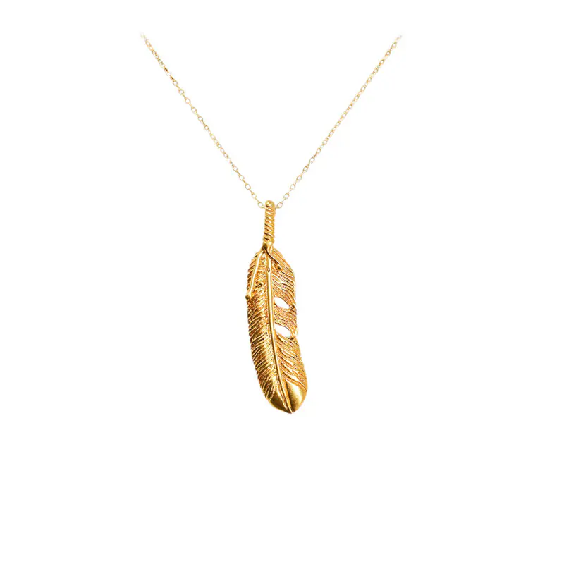 24k Gold Jewelry,Personalized Mother Daughter Feather Necklace - Image 5