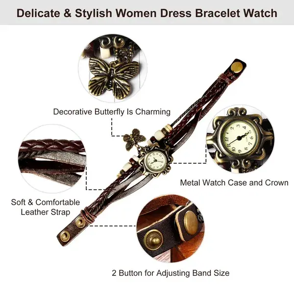 Vintage Women's Watch Bohemian Handmade Leather Watch - Image 2