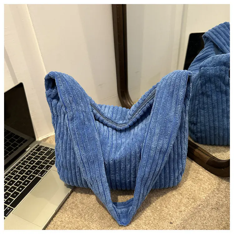 Casual Corduroy Womens Minimalist Shoulder Tote Bag - 图片 4