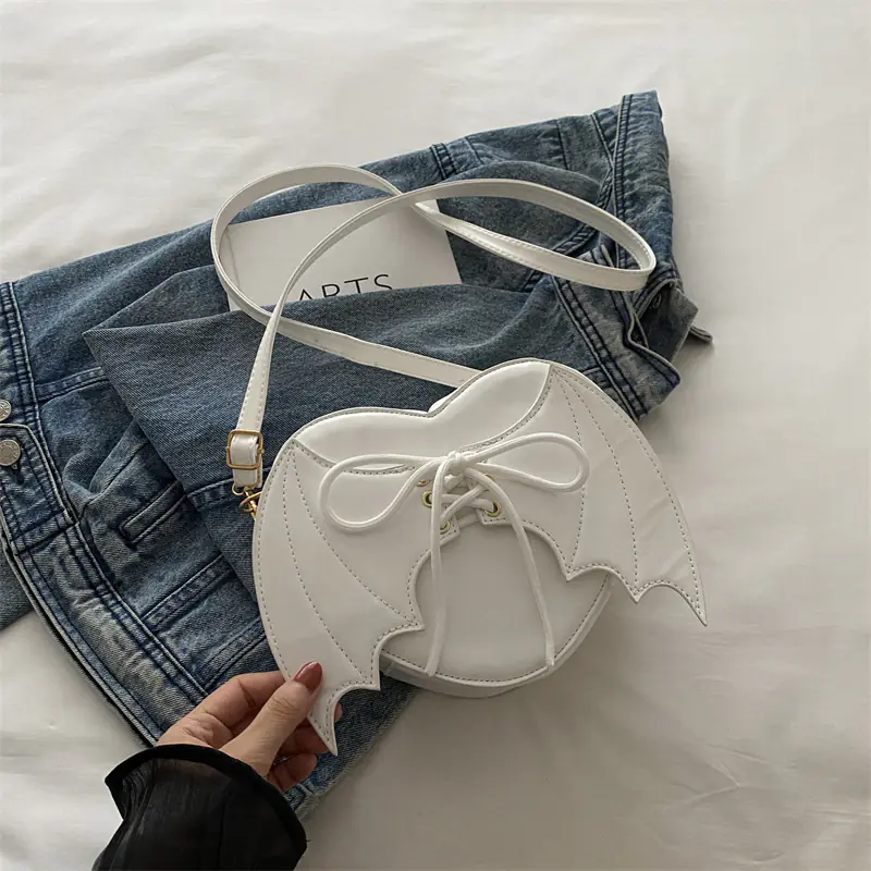Heart Shape Bag Strap Design Bat Wings One Shoulder Crossbody Bag - Image 6