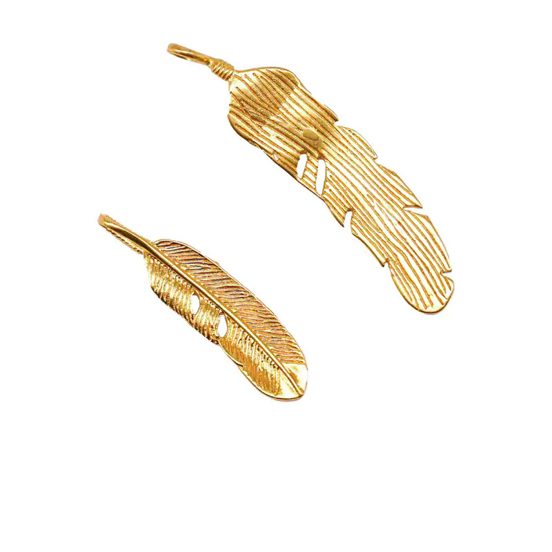 24k Gold Jewelry,Personalized Mother Daughter Feather Necklace - Image 3