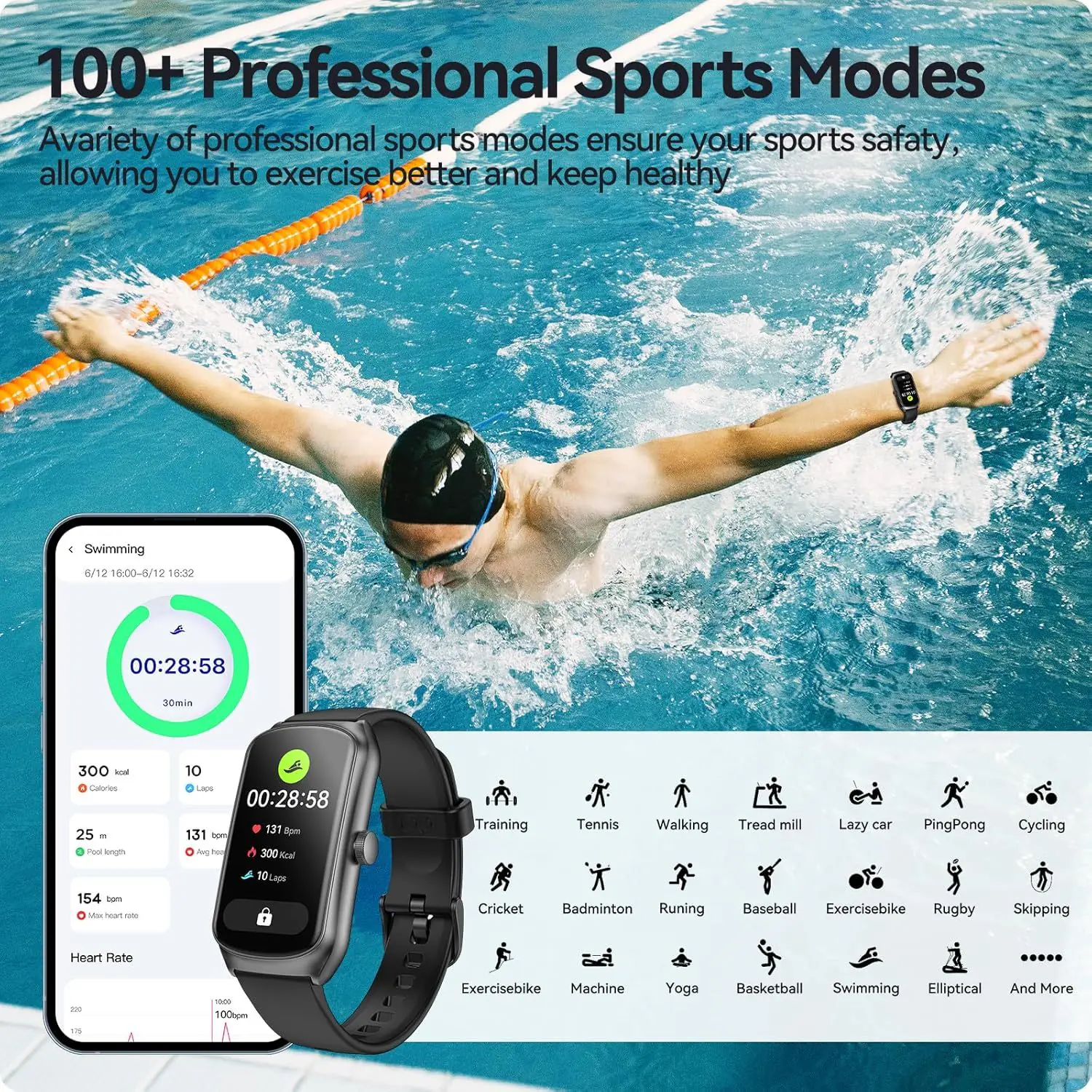 AMOLED Unisex Fitness Tracking Smartwatch With Heart Rate, Blood Oxygen And Sleep Monitoring, Waterproof Function, Pedometer, Swimming Health Activity Tracking - Image 8