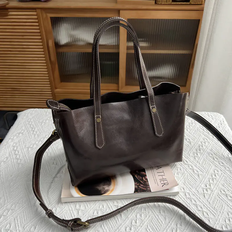 Vintage, Versatile Womens Soft Cowhide Shoulder Bag For Everyday Commuting - 图片 5